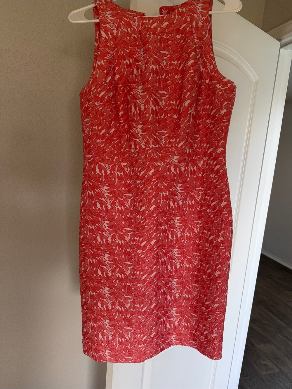 Ann Taylor Coral and White Printed Sheath Dress
